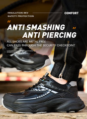 Anti-smash and anti-puncture breathable lightweight summer with steel toe safety shoes