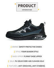 Flyknit breathable lightweight soft sole safety shoes steel toe cap anti-smash anti-puncture safety shoes