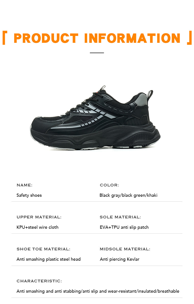 Anti-smash and anti-puncture breathable lightweight summer with steel toe safety shoes