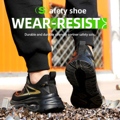 Men's Pure Leather Suede Upper Safety Work Shoes Anti-Slip Steel Toe for Fall and Winter Protective for Factory Use