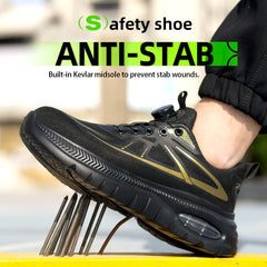 Men's Pure Leather Suede Upper Safety Work Shoes Anti-Slip Steel Toe for Fall and Winter Protective for Factory Use