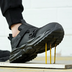 New Waterproof Microfiber Leather Steel Toe Safety Shoes for Construction Worker Black Microfiber Safety Shoes