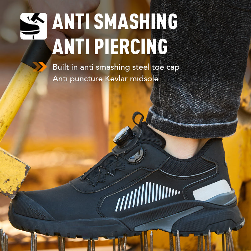 Smash and puncture proof 2025 new summer breathable lightweight button-free lace-up safety work shoes
