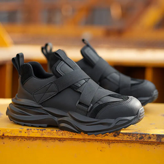 New Waterproof Microfiber Leather Steel Toe Safety Shoes for Construction Worker Black Microfiber Safety Shoes