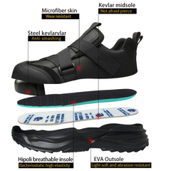 New Waterproof Microfiber Leather Steel Toe Safety Shoes for Construction Worker Black Microfiber Safety Shoes