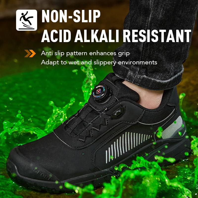 Smash and puncture proof 2025 new summer breathable lightweight button-free lace-up safety work shoes