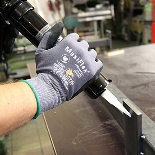 Abrasion Resistant Touchscreen Compatible 15 Gauge Seamless Knit Nylon Elastane MicroFoam Nitrile Coated Maxiflex Work Glovesk