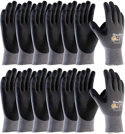 Abrasion Resistant Touchscreen Compatible 15 Gauge Seamless Knit Nylon Elastane MicroFoam Nitrile Coated Maxiflex Work Glovesk